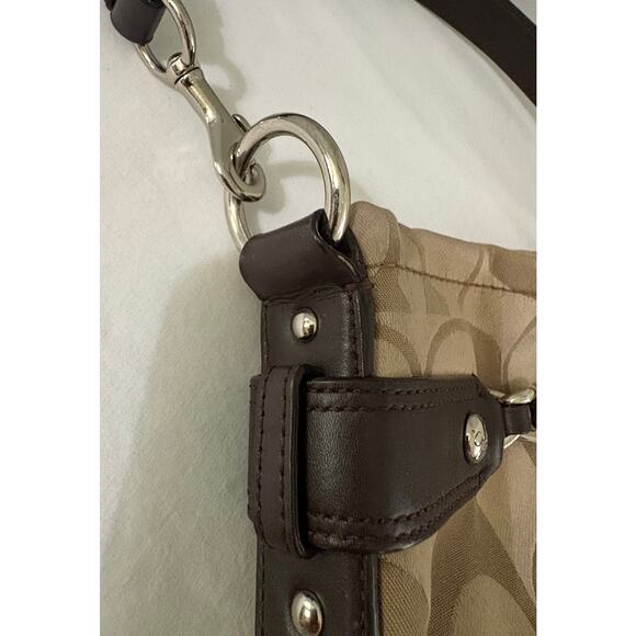 Vintage COACH-Authentic-Shoulder Bag-Leather & Cloth Logo-Hangtags-K1173-F18862 - Picture 8 of 10